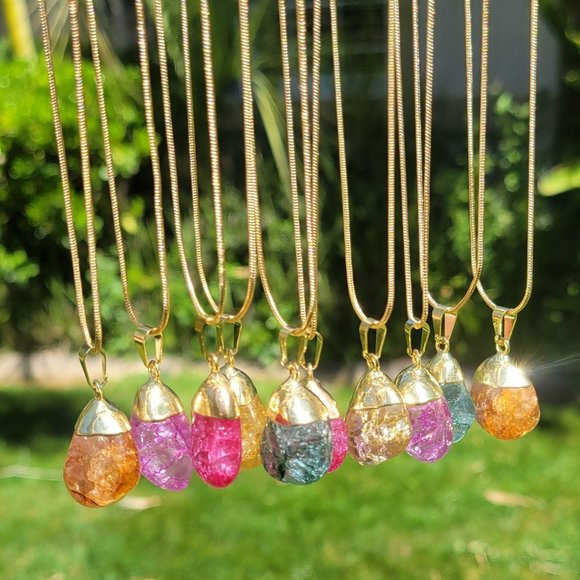 Quartz Crackle Crystal Pendants - Picture 1 of 7